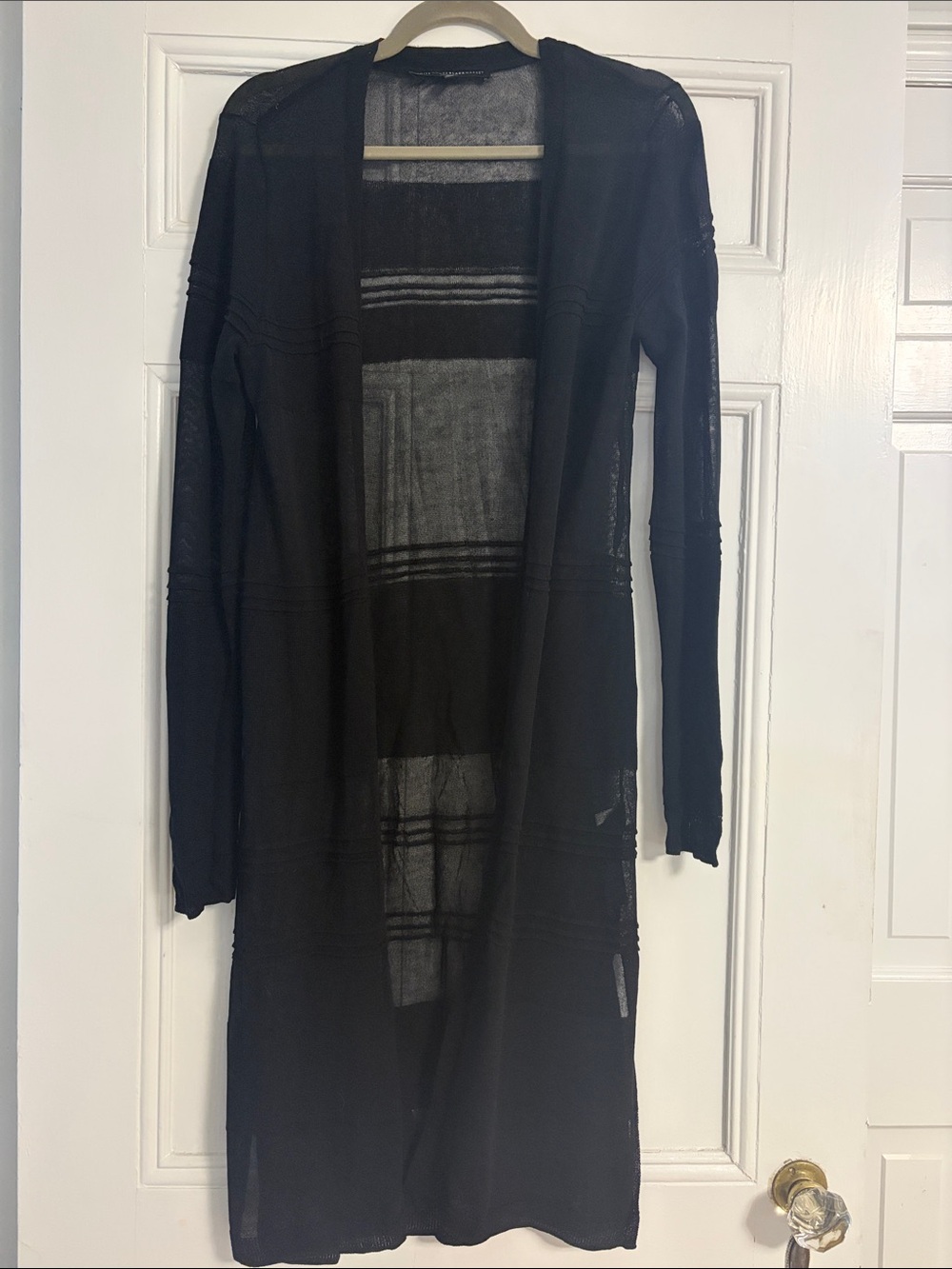 White House Black Market Black Sheer Knit Cardigan